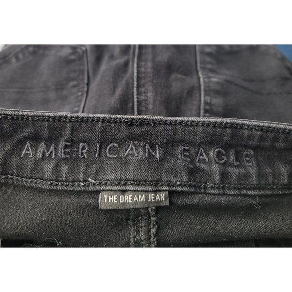 American Eagle Short Dream Jeans Black Ripped Highest Waist Jegging Distressed 6 - Picture 11 of 11
